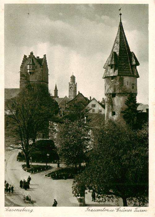 Ravensburg  Wuerttemberg Frauentor und Gruener Turm