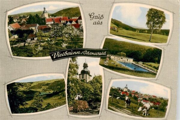Vielbrunn Ortsansichten Panorama Kirchturm Schwimmbad