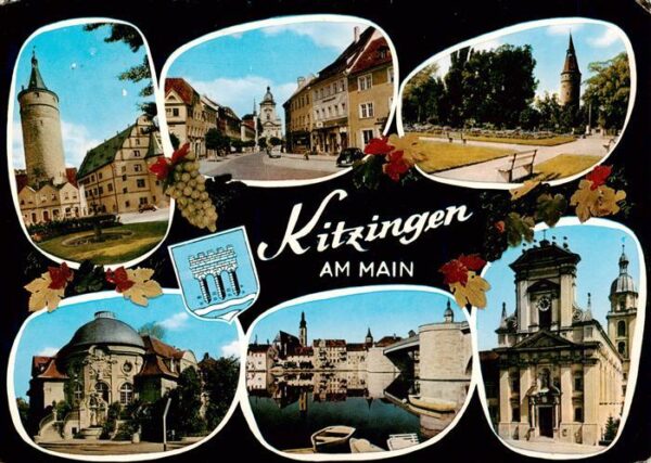 Kitzingen Main Rathaus mit Marktturm Park Seepartie Kirche