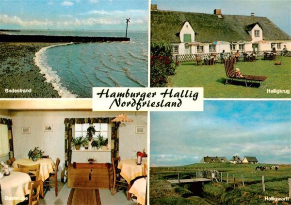 Hamburger Hallig Badestrand Halligkrug Gaststube Halligwarft