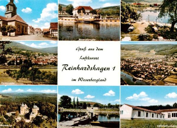 Reinhardshagen Kirche Weserdampfer Hotel Peter Panorama Fliegeraufnahme Sababurg