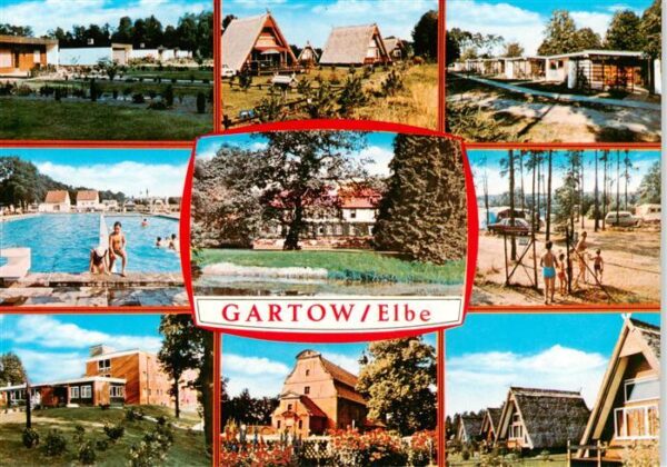 Gartow Elbe Schwimmbad Bungalows Strand Teilansichten
