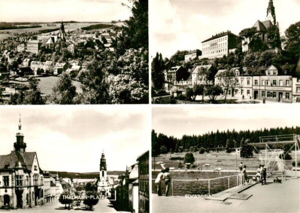 Adorf  Vogtland Stadtpanorama Elsterstrasse Thaelmann-Platz Freibad