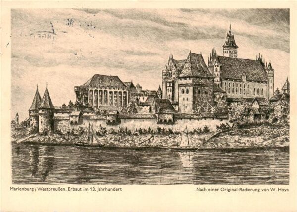 Marienburg   Westpreussen Malbork PL Kuenstlerkarte Nach Original-Radierung von