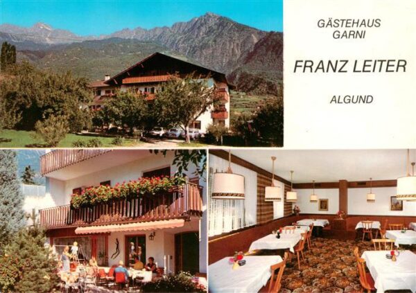 Algund Merano Suedtirol IT Gaestehaus Garni Franz Leiter Terrasse Gastraum