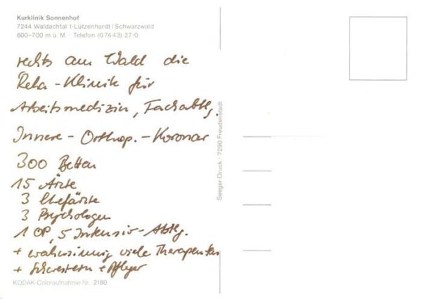 Waldachtal Kurklinik Sonnenhof Panorama – Bild 2