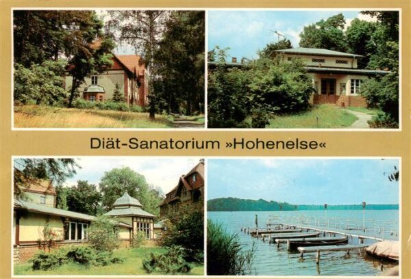 Rheinsberg Diaet Sanatorium Hohenelse Haus 2 Haus 3 Wandelgang Bootssteg am Rhei