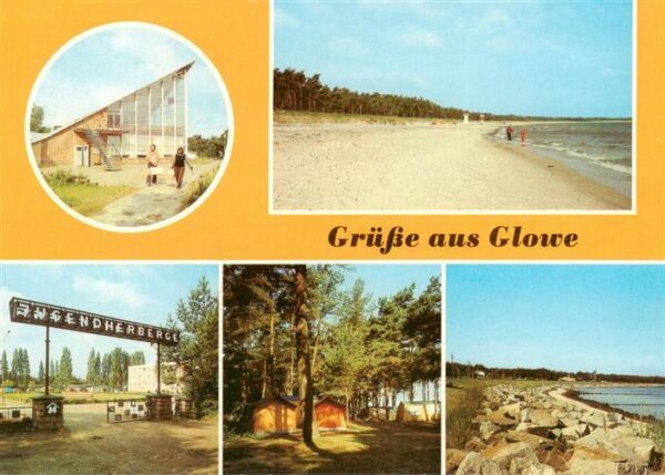 Glowe Ruegen HOG Ostseeperle Strand Blick zur Schaabe Jugendherberge Jugendzeltp