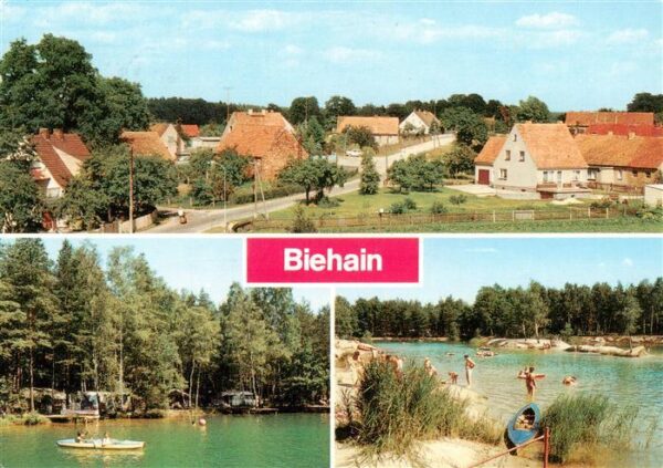 Biehain Niesky Teilansicht Campingplatz R24 am Waldsee Bootspartie Badestrand