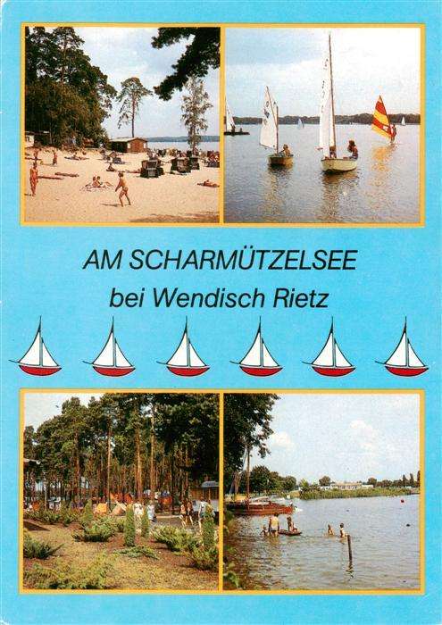 Wendisch Rietz Partien am Scharmuetzelsee Strand Segeln Campingplatz