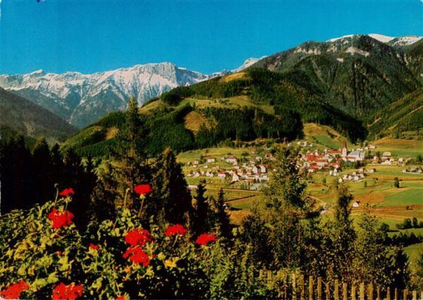 Aflenz mit Buergeralm am Suedhang des Hochschwabes