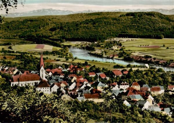 Gailingen Singen BW Panorama mit Saentis und Hochfirsten