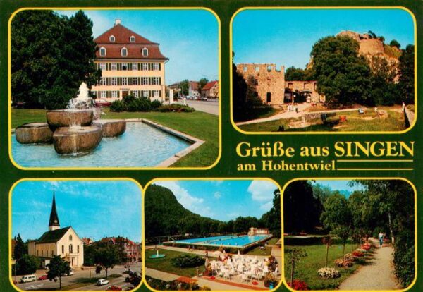 Singen Hohentwiel Schloss Brunnen Burgruine Kirche Schwimmbad Park