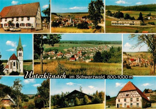 Unterkirnach Gasthof Roessle Post Kirche Panorama Teilansichten
