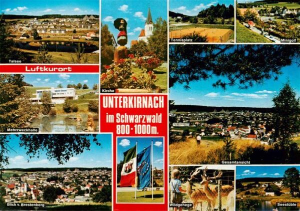 Unterkirnach Talsee Mehrzweckhalle Blick vom Brestenberg Tennis Minigolf Panoram