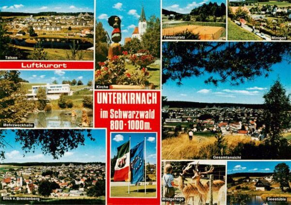Unterkirnach Talsee Mehrzweckhalle Blick vom Brestenberg Tennis Minigolf Panoram