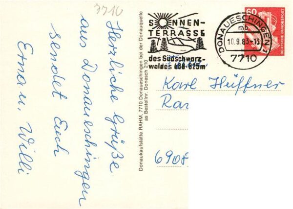 Donaueschingen Sanatorium Sonnhalde Fliegeraufnahme Rathaus Irmabrunnen Stadtmit – Bild 2