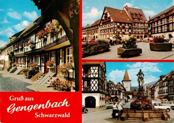 Gengenbach Ortspartie Fachwerkhaeuser Marktplatz Brunnen Obertor