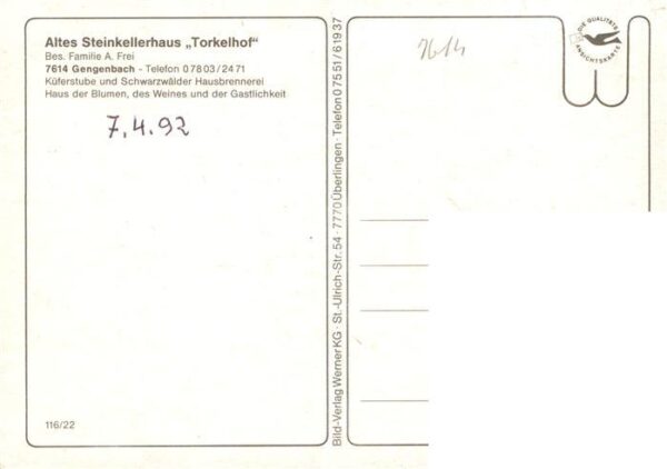 Gengenbach Altes Steinkellerhaus Torkelhof Kueferstube und Schwarzwaelder Hausbr – Bild 2
