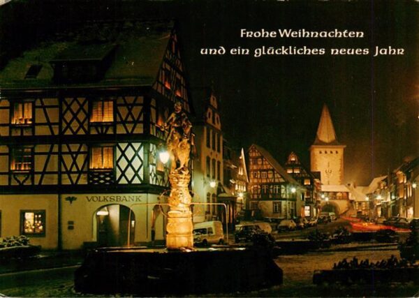 Gengenbach Marktplatz Brunnen Obertor bei Nacht