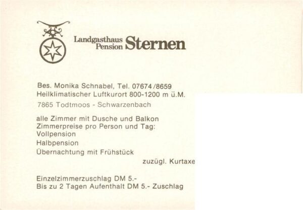 Schwarzenbach Todtmoos Landgasthaus Pension Sternen – Bild 2