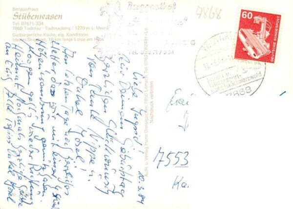 Todtnauberg Berggasthaus Stuebenwasen Gaststube Feldberggebiet – Bild 2