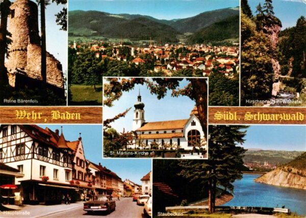 Wehr Baden Ruine Baerenfels Panorama St Martins Kirche Hirschsprung im Wehratal