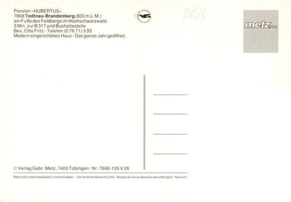 Brandenberg Todtnau Pension Hubertus – Bild 2