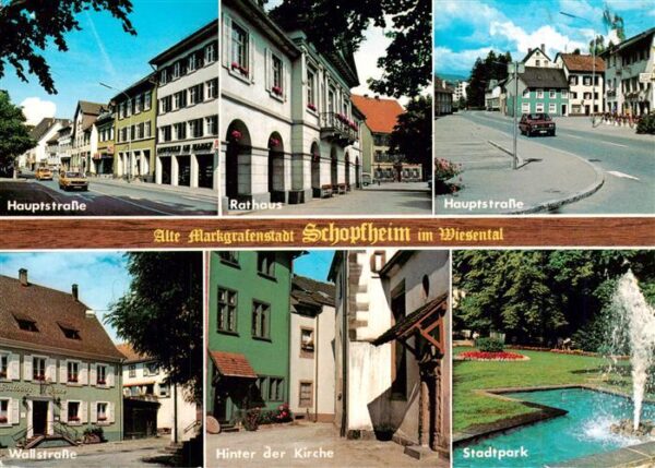 Schopfheim Hauptstrasse Rathaus Wallstrasse Hinter der Kirche Stadtpark Fontaene