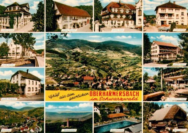 Oberharmersbach Panorama Luftaufnahme Gasthaeuser Hotels Landschafts Freibad Bau