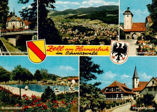 Zell Harmersbach Panorama Wallfahrtskirche Storchenturm Freibad Pfarrhofgraben