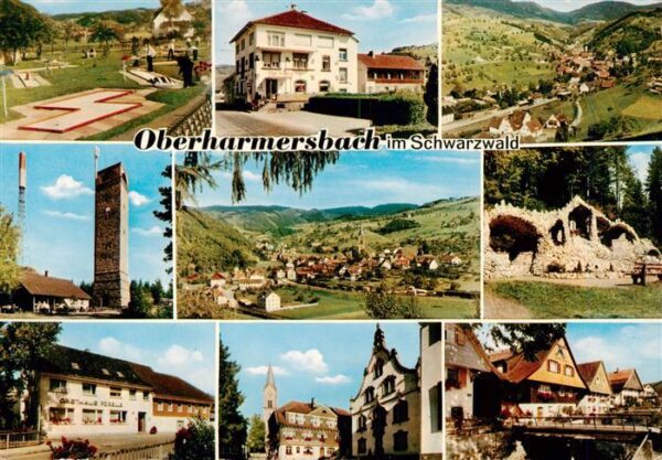 Oberharmersbach Minigolf Teilansichten Panorama Grotte Turm Gasthaus Altstadt