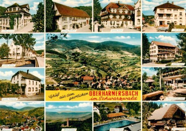 Oberharmersbach Teilansichten Gasthaeuser Hotels Freibad Luftaufnahme
