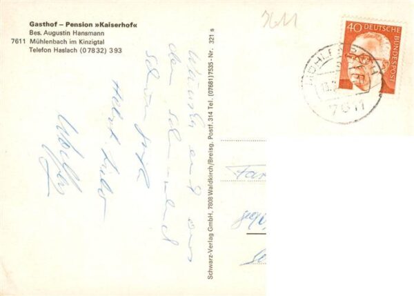 Muehlenbach Wolfach Kinzigtal Baden Gasthof Pension Kaiserhof – Bild 2