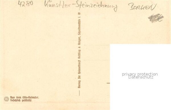 Borken Westfalen Schloss Bemen Kuenstler-Steinzeichnung – Bild 2