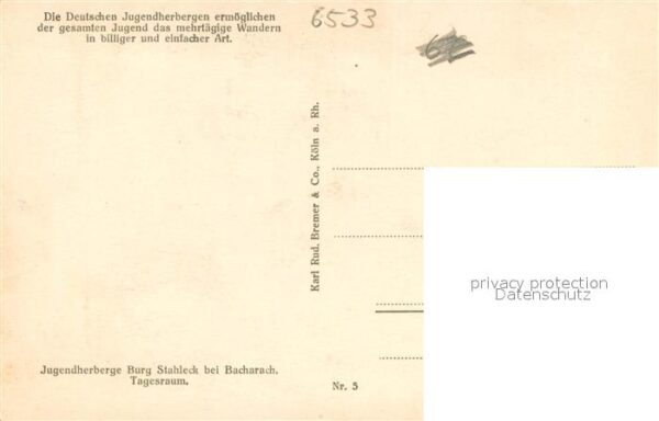 Bacharach Rhein Jugendherberge Burg Stahleck Innenansicht – Bild 2