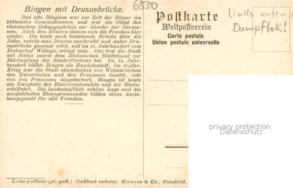 Bingen Rhein Gesamtansicht m. Drususbruecke Dampflok – Bild 2