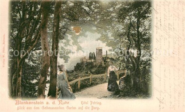 Blankenstein Ruhr Hotel Petring Mondschein-Litho