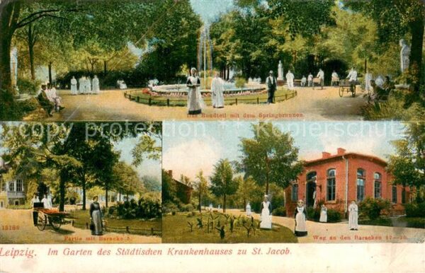 Leipzig Im Garten d. Staedtischen Krankenhauses St. Jacob Springbrunnen