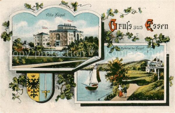 Essen  Ruhr Villa Huegel Ruhrtal bei Huegel Wappen und Typographie Feldpost