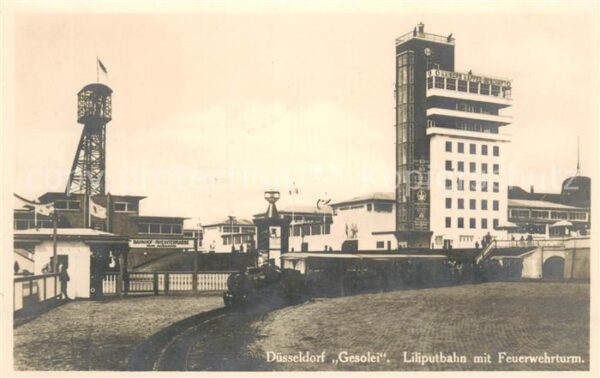 Duesseldorf Gesolei Liliputbahn mit Feuerwehrturm