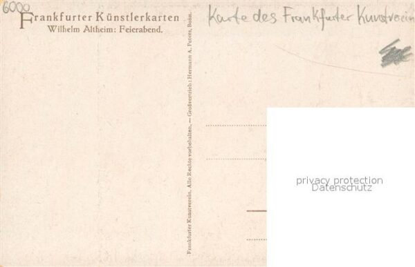 Frankfurt Main Karte des Frankfurter Kunstvereins Wilhelm Altheim Feierabend – Bild 2