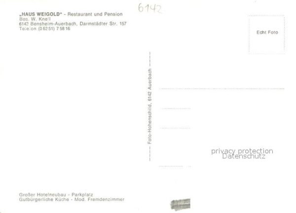 Bensheim-Auerbach Bergstrasse Restaurant-Pension Haus Weigold Innen und Aussen – Bild 2