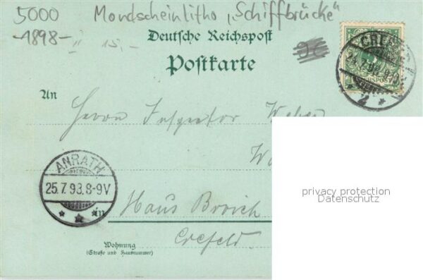 Koeln Rhein Mondscheinlitho Schiffbruecke – Bild 2