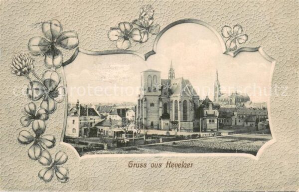 Kevelaer Jugendstil-Grusskarte mit Kirche