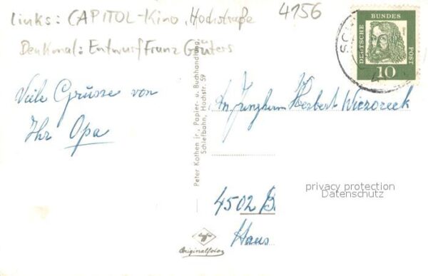 Schiefbahn Capitol-Kino Hochstrasse Denkmal Am Gaensejungen – Bild 2