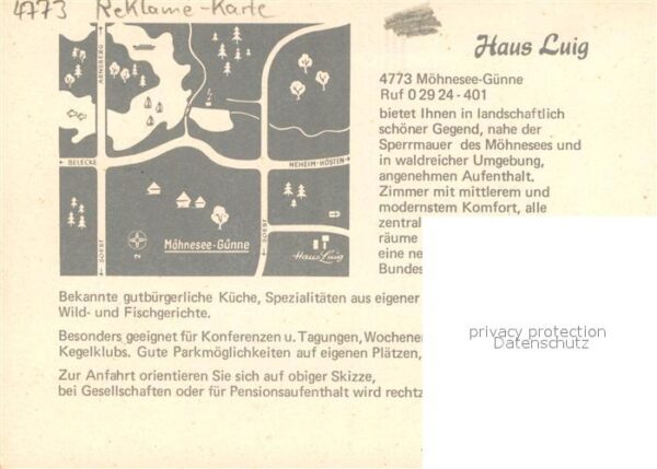 Guenne Moehnesee Haus Luig Reklame-Karte – Bild 2