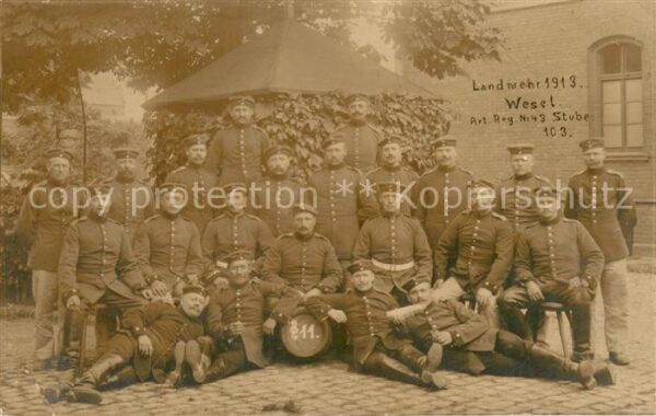 Wesel Rhein Landwehr 1913 Art.Regt No 48 Stube 103 Gruppenaufnahme