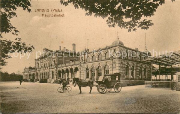 Landau  Pfalz Hauptbahnhof Pferdekutsche
