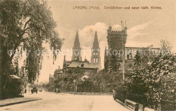 Landau  Pfalz Schloesschen und neue kath Kirche